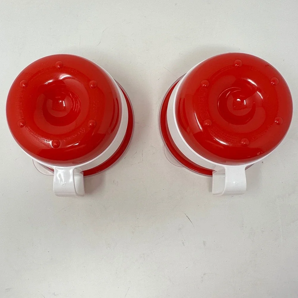 Decor Microwave Soup Mug Set of 2 Red White Vented Lid 500ml 17oz Australia
